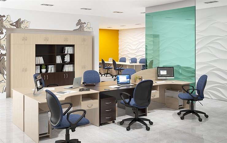 Офисный комплект мебели SIMPLE с эргономичными столами, тумбами, шкафами в Саратове - изображение 5